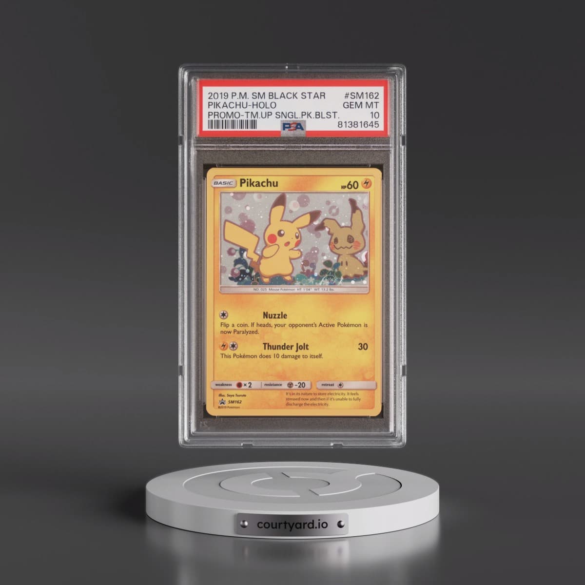2019 Pokémon SM Black Star Promo #SM162 Pikachu - Holo Team Up Single Pack Blisters (PSA 10 GEM MINT)