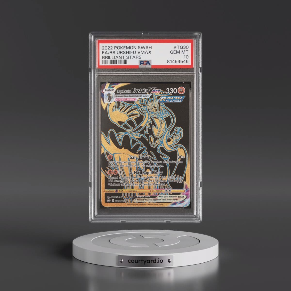 2022 Pokémon Sword & Shield Brilliant Stars #TG30 Rapid Strike Urshifu Vmax - Full Art (PSA 10 GEM MINT)