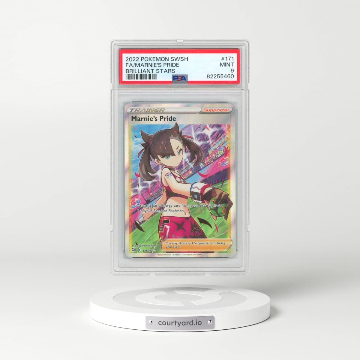 2022 Pokémon Sword & Shield Brilliant Stars #171 Marnie's Pride - Full Art (PSA 9 MINT)