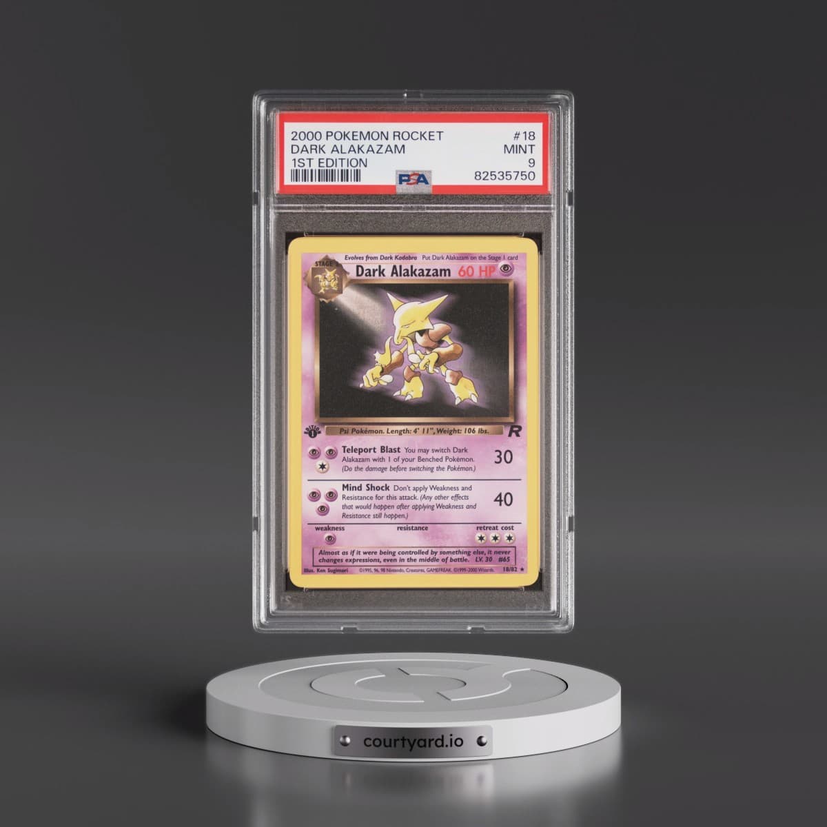2000 Pokémon Rocket #18 Dark Alakazam - 1st Edition (PSA 9 MINT)