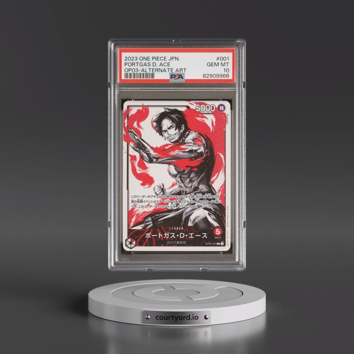 2023 One Piece Japanese OP03-Pillars of Strength #001 Portgas D. Ace - Alternate Art (PSA 10 GEM MINT)