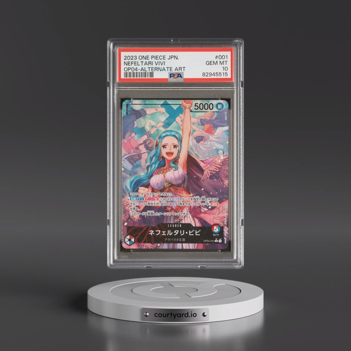 2023 One Piece Japanese OP04-Kingdoms of Intrigue #001 Nefeltari Vivi - Alternate Art (PSA 10 GEM MINT)