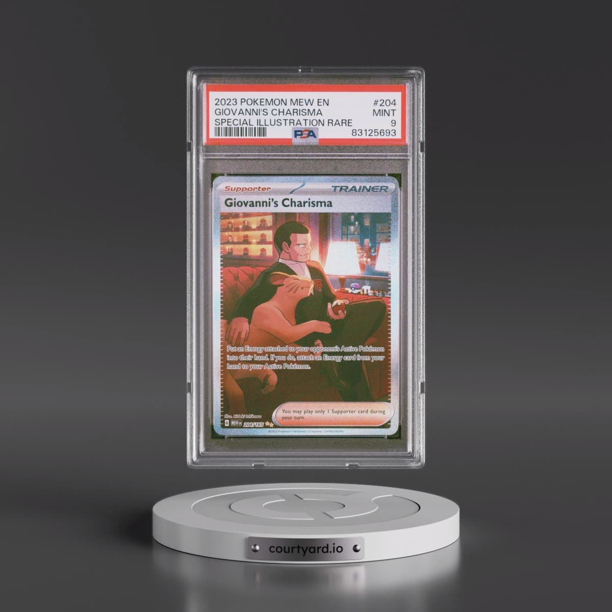 2023 Pokémon Mew EN-151 #204 Giovanni's Charisma - Special Illustration Rare (PSA 9 MINT)