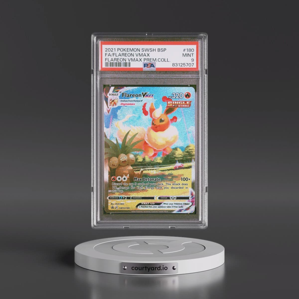 2021 Pokémon Swsh Black Star Promo #180 Flareon Vmax - Full Art Flareon Vmax Premium Collection (PSA 9 MINT)