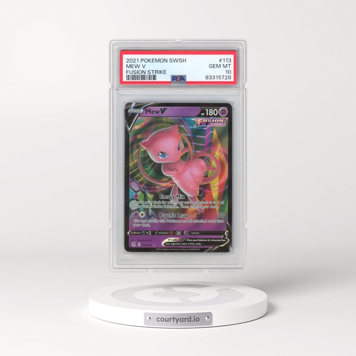 2021 Pokémon Sword & Shield Fusion Strike #113 Mew V - Holo (PSA 10 GEM MINT)