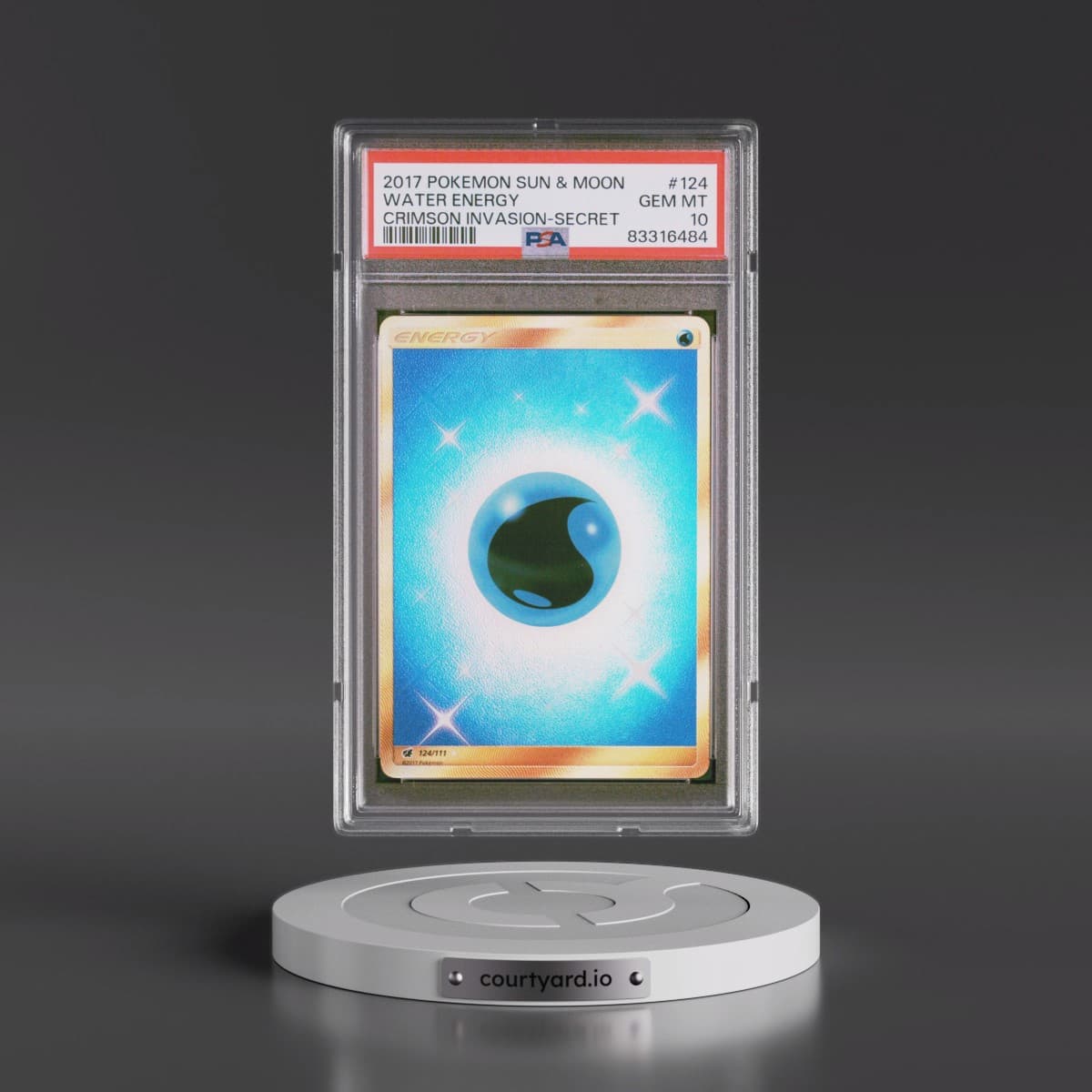 2017 Pokémon Sun & Moon Crimson Invasion #124 Water Energy - Secret (PSA 10 GEM MINT)