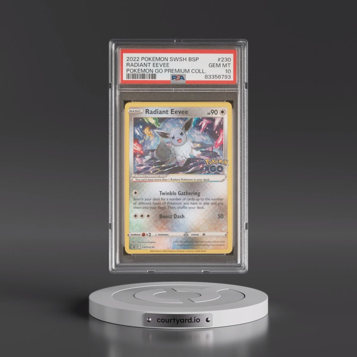 2022 Pokémon Swsh Black Star Promo #230 Radiant Eevee - Holo Pokemon Go Premium Collection Radiant Eevee (PSA 10 GEM MINT)