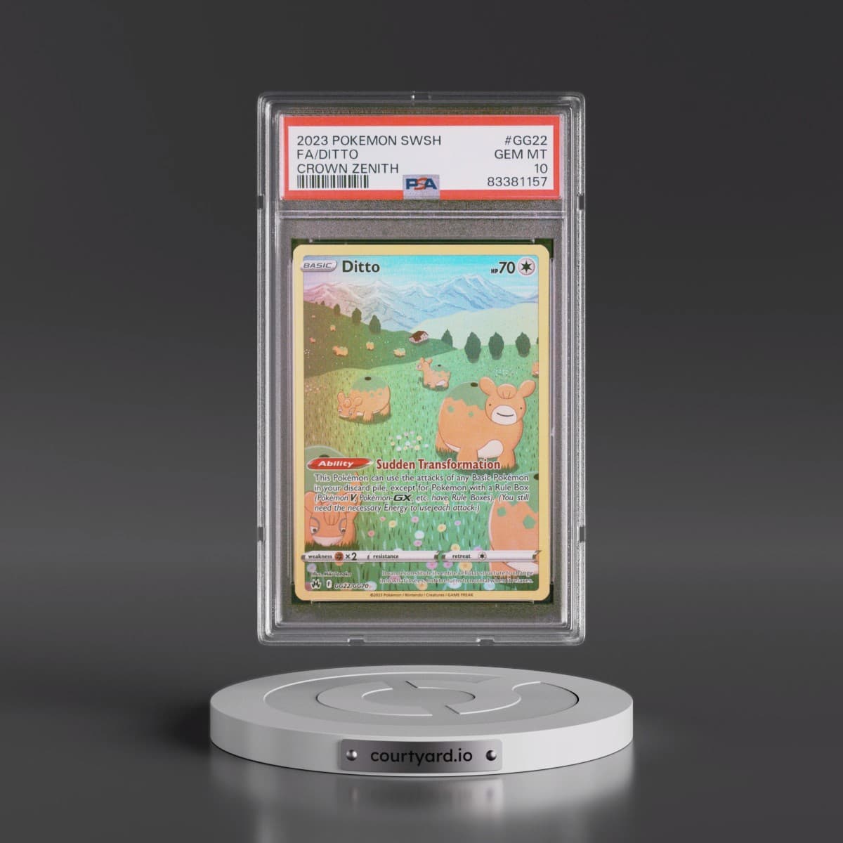 2023 Pokémon Sword and Shield Crown Zenith #GG22 Ditto - Full Art (PSA 10 GEM MINT)