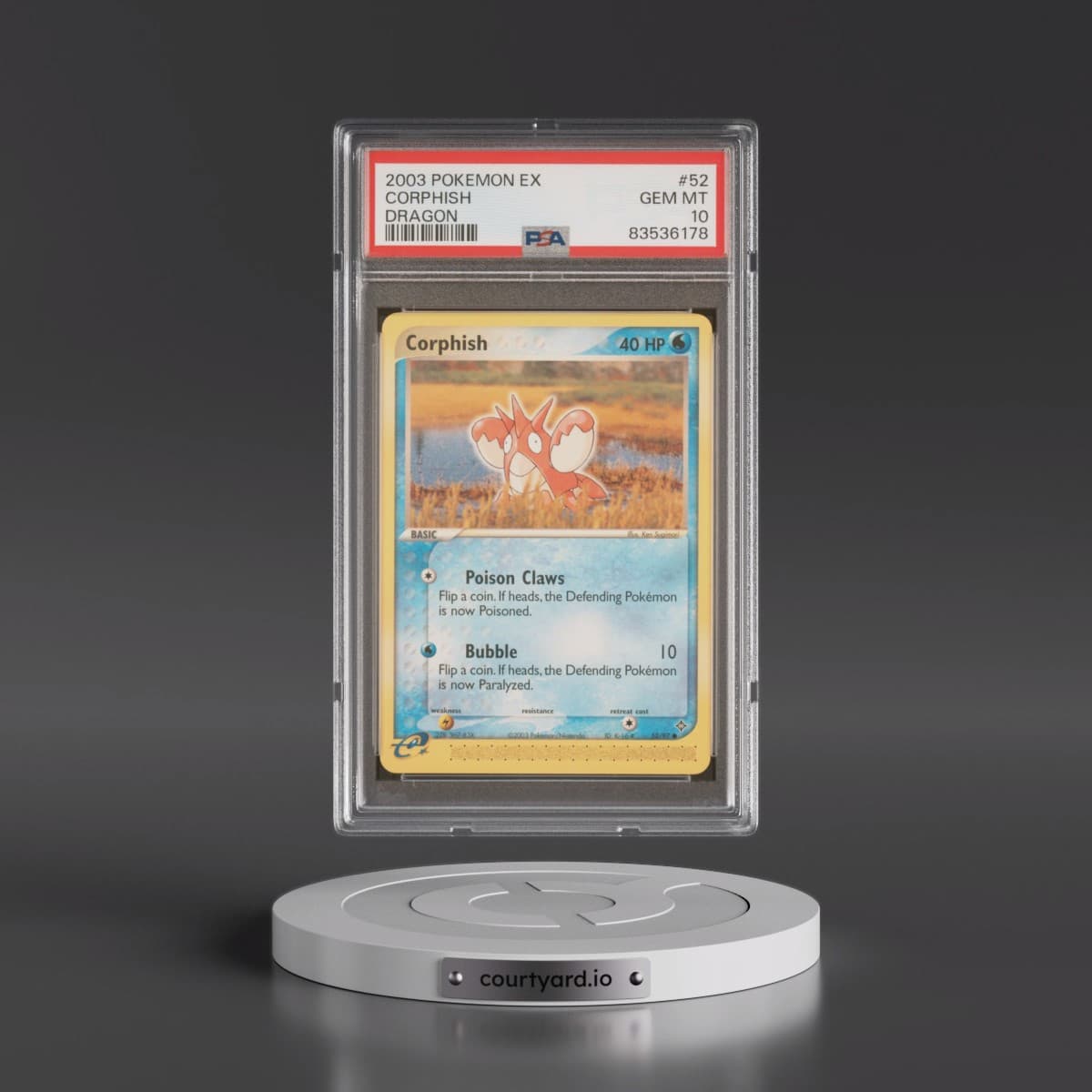 2003 Pokémon EX Dragon #52 Corphish (PSA 10 GEM MINT)