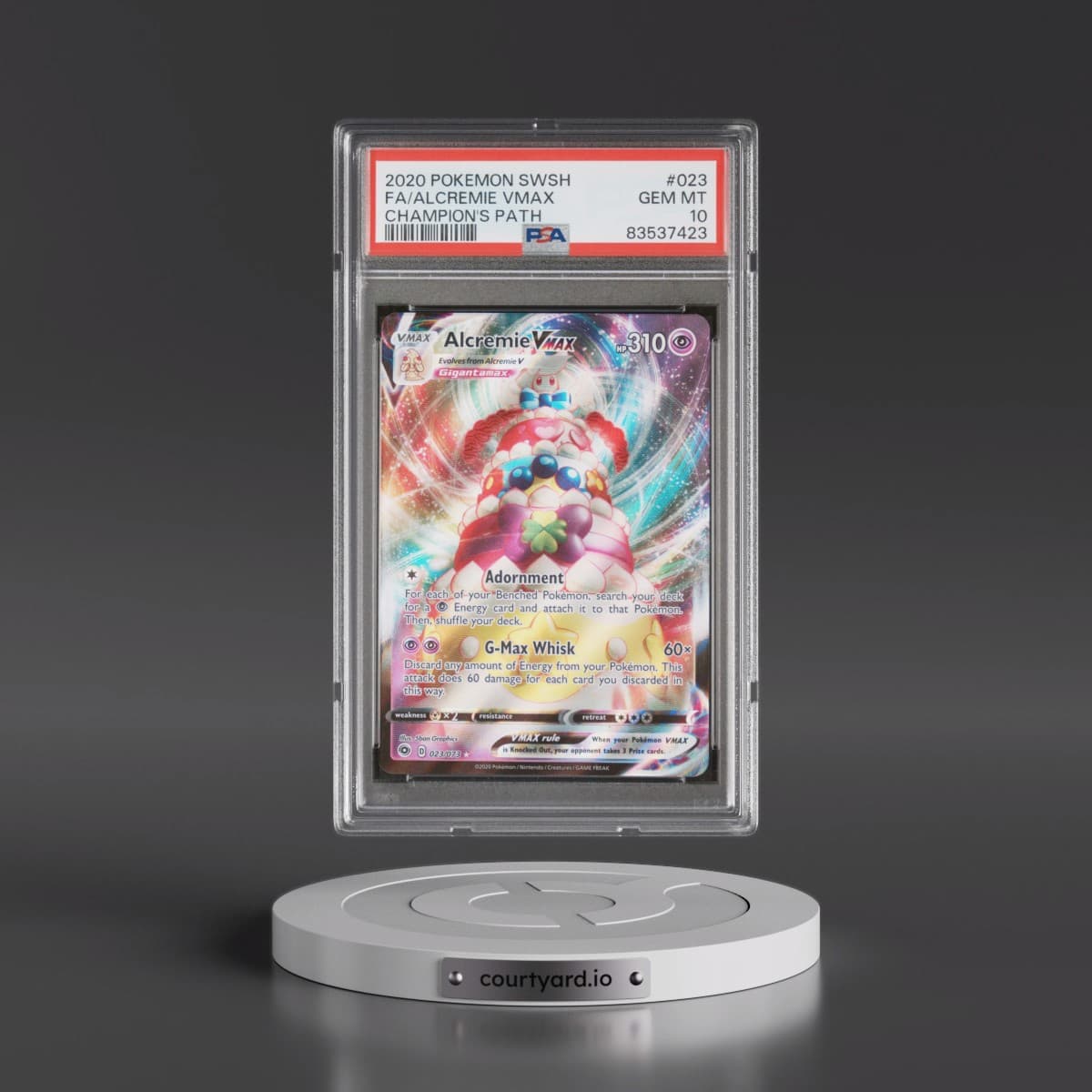 2020 Pokémon Sword & Shield Champion's Path #023 Alcremie Vmax - Full Art (PSA 10 GEM MINT)