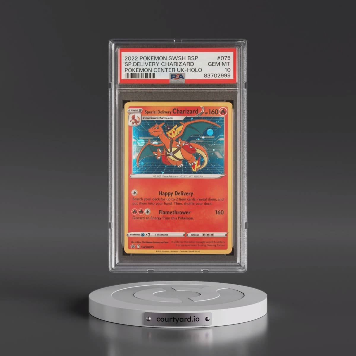 2022 Pokémon Swsh Black Star Promo #075 Special Delivery Charizard - Holo Pokemon Center United Kingdom (PSA 10 GEM MINT)