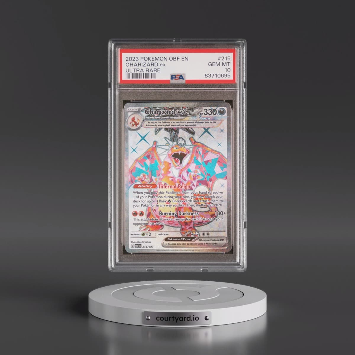 2023 Pokémon Obf EN-Obsidian Flames #215 Charizard EX - Holo Ultra Rare (PSA 10 GEM MINT)