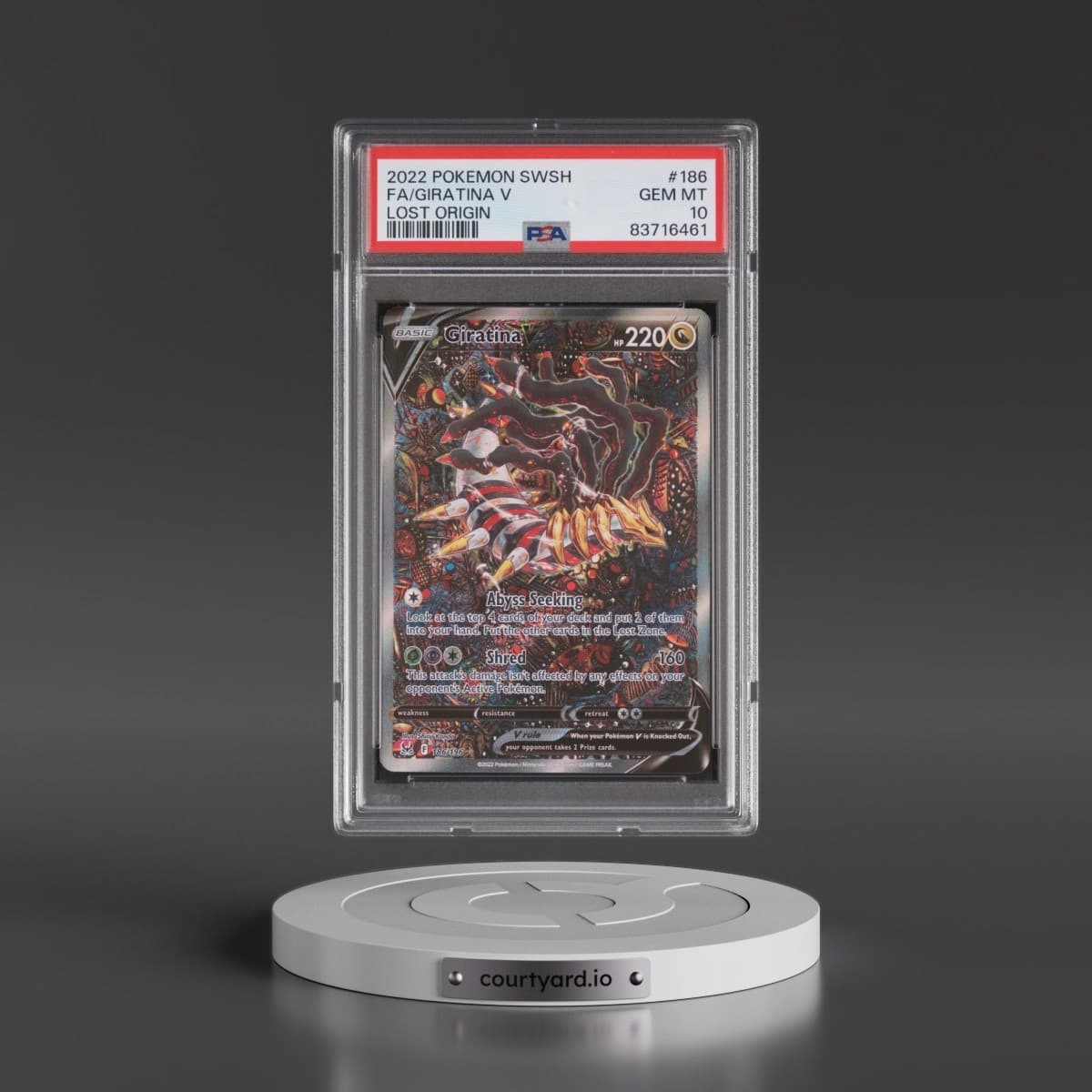 2022 Pokémon Sword & Shield Lost Origin #186 Giratina V - Holo Full Art (PSA 10 GEM MINT)