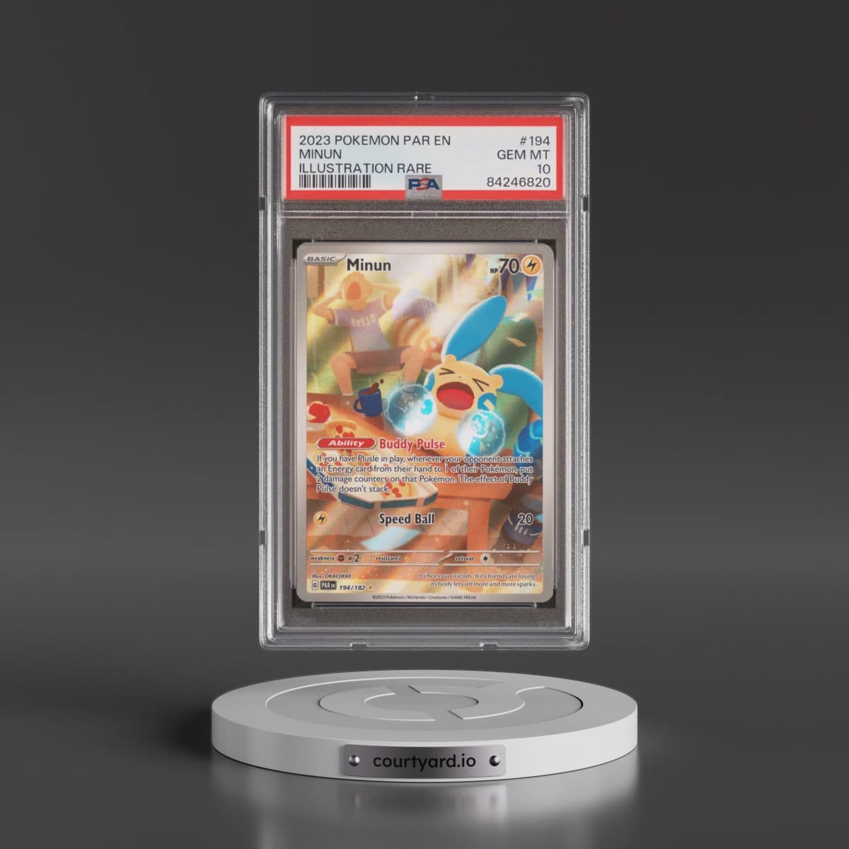 2023 Pokémon Par EN-Paradox Rift #194 Minun - Illustration Rare (PSA 10 GEM MINT)