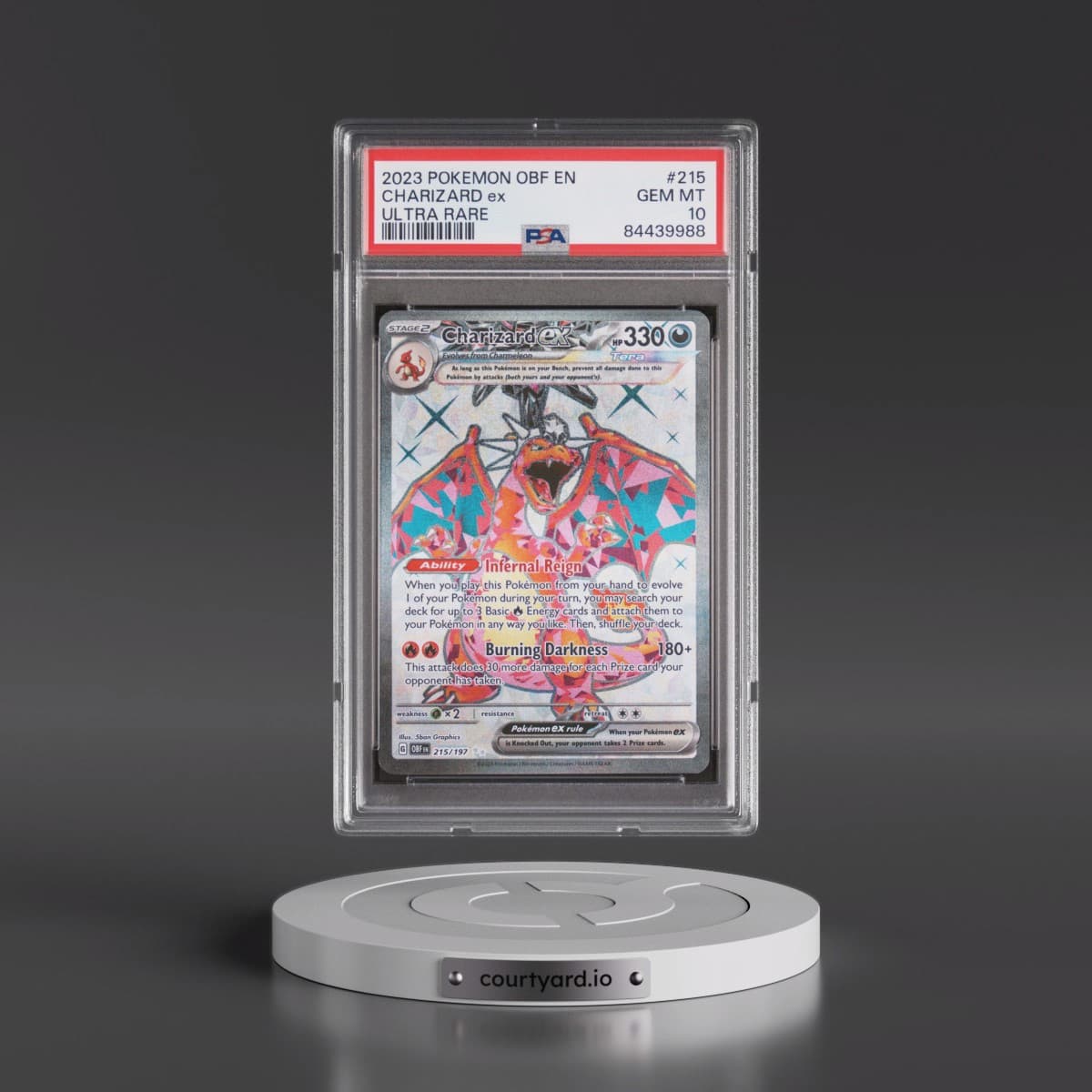 2023 Pokémon Obf EN-Obsidian Flames #215 Charizard EX - Holo Ultra Rare (PSA 10 GEM MINT)