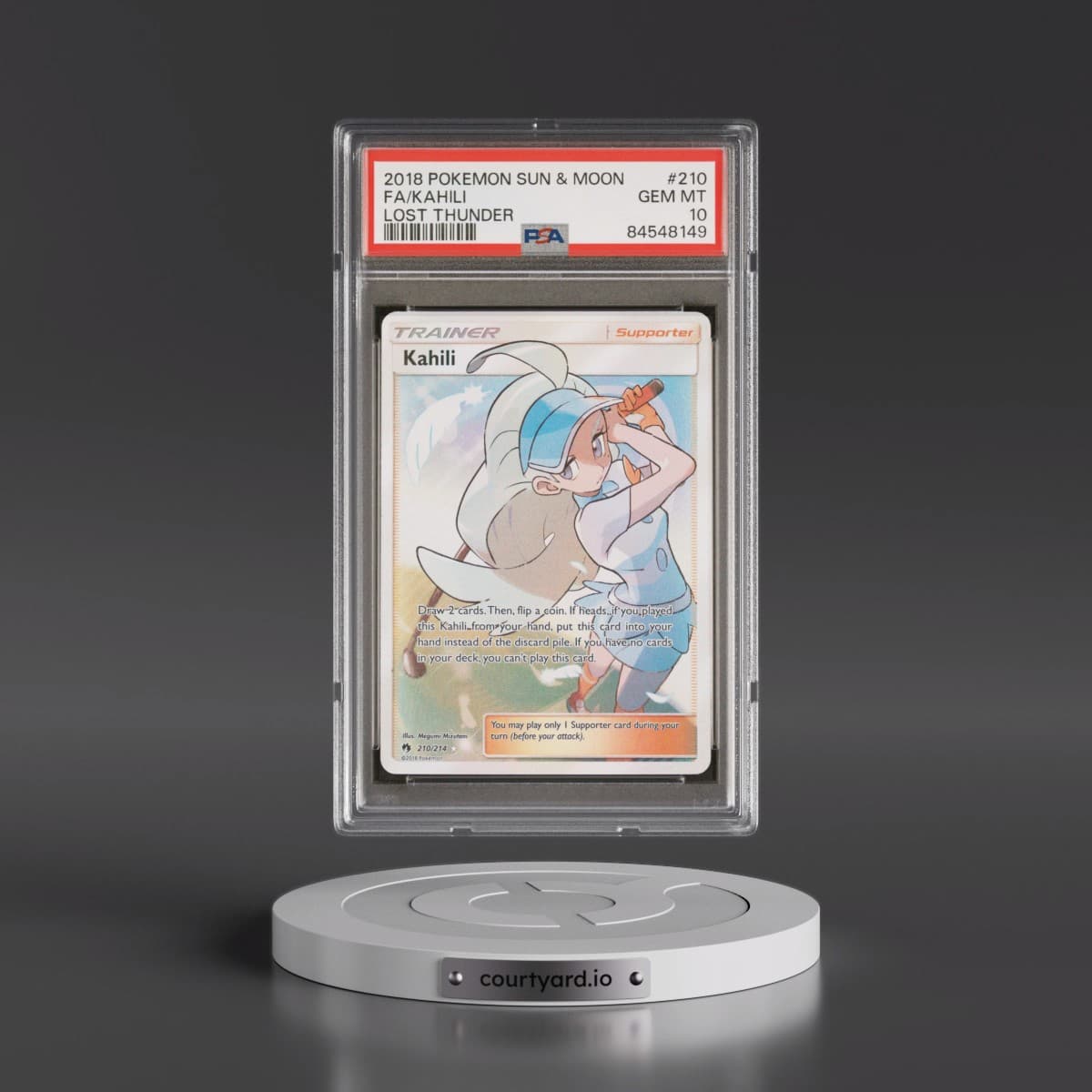 2018 Pokémon Sun & Moon Lost Thunder #210 Kahili - Full Art (PSA 10 GEM MINT)