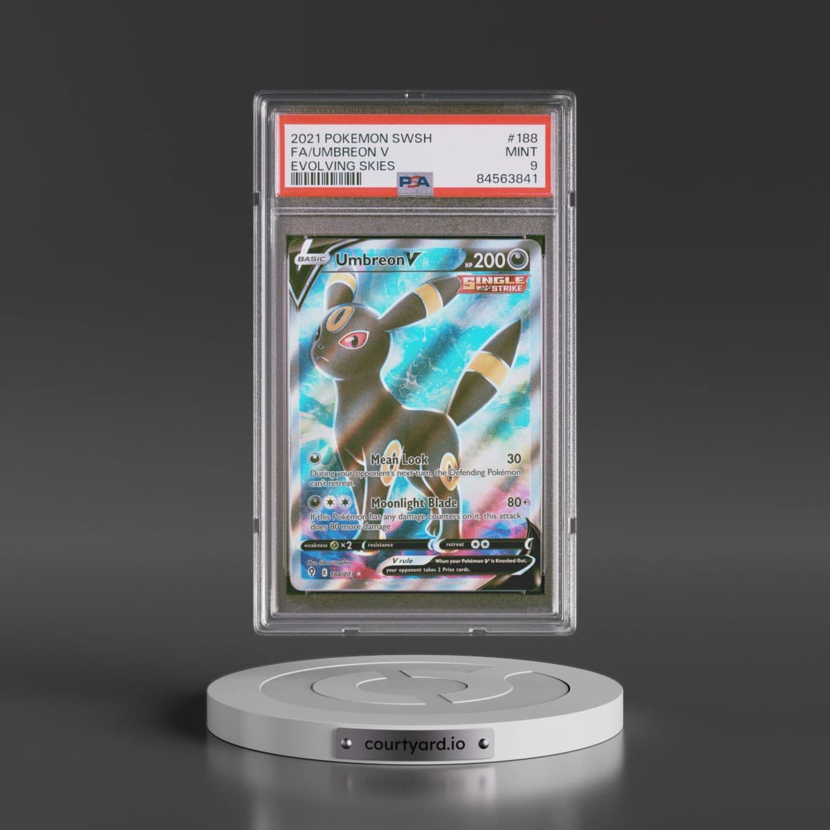2021 Pokémon Sword & Shield Evolving Skies #188 Umbreon V - Holo Full Art (PSA 9 MINT)