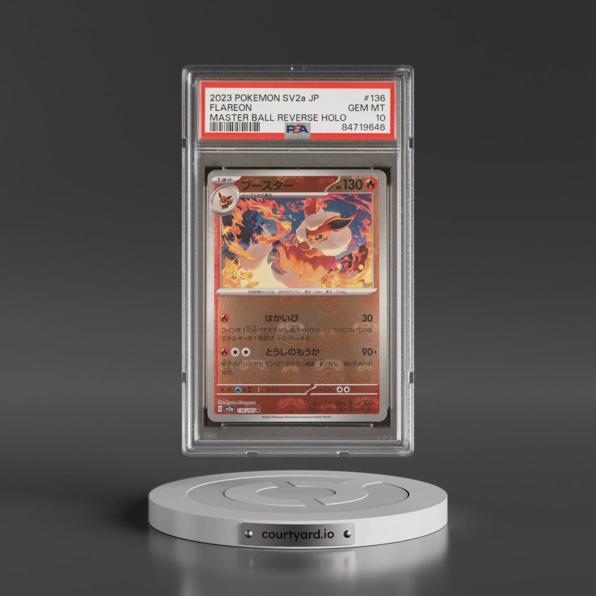 2023 Pokémon Sv2a-Pokemon 151 #136 Flareon - Reverse Holo Master Ball (PSA 10 GEM MINT)