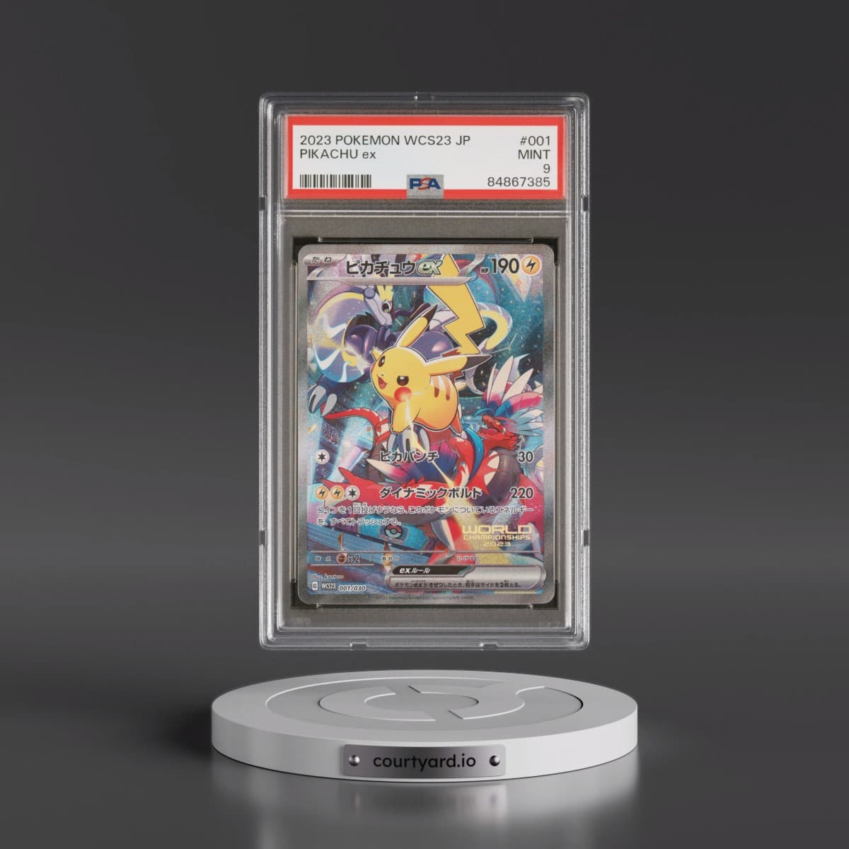 2023 Pokémon WCS23-World Championships Yokohama Deck: Pikachu #001 Pikachu EX - Holo (PSA 9 MINT)