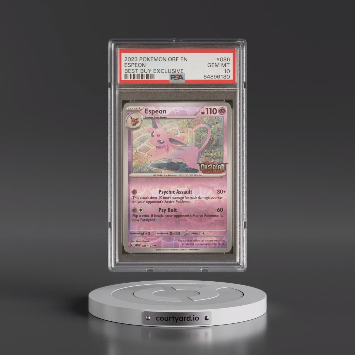 2023 Pokémon Obf EN-Obsidian Flames #086 Espeon - Best Buy Exclusive (PSA 10 GEM MINT)