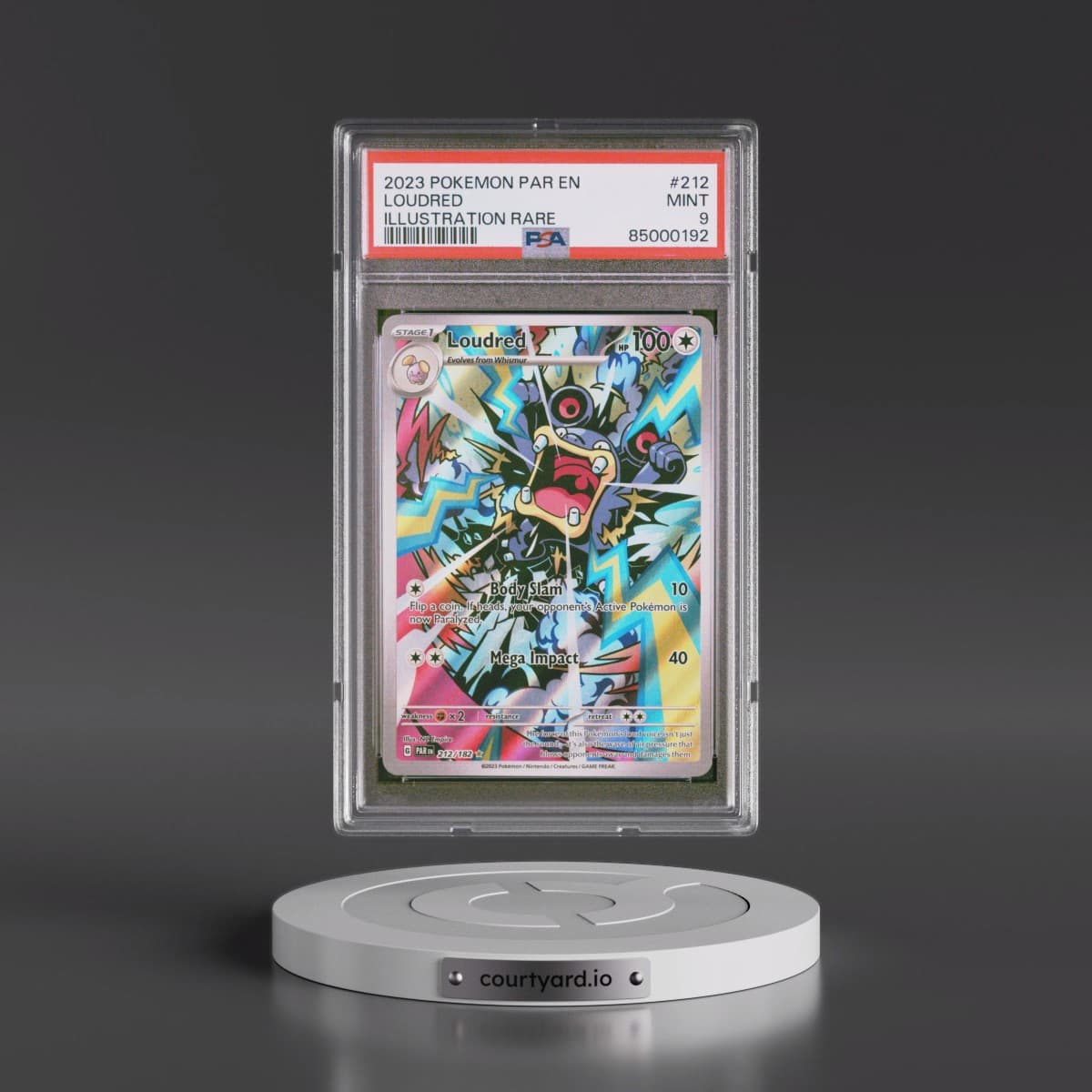 2023 Pokémon Par EN-Paradox Rift #212 Loudred - Illustration Rare (PSA 9 MINT)