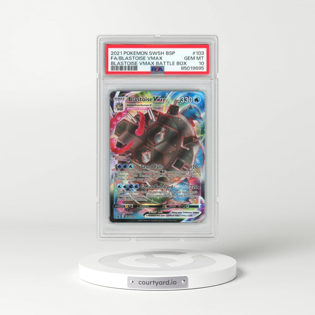 2021 Pokémon Swsh Black Star Promo #103 Blastoise Vmax - Full Art Blastoise Vmax Battle Box (PSA 10 GEM MINT)