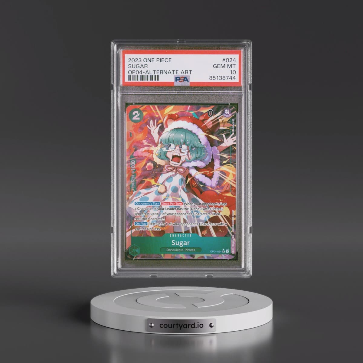 2023 One Piece OP04-Kingdoms of Intrigue #024 Sugar - Alternate Art (PSA 10 GEM MINT)