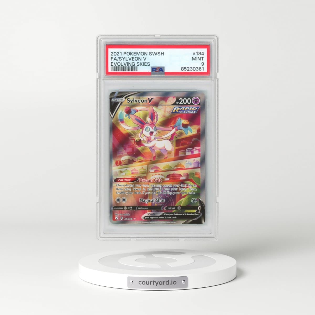 2021 Pokémon Sword & Shield Evolving Skies #184 Sylveon V - Holo Full Art (PSA 9 MINT)