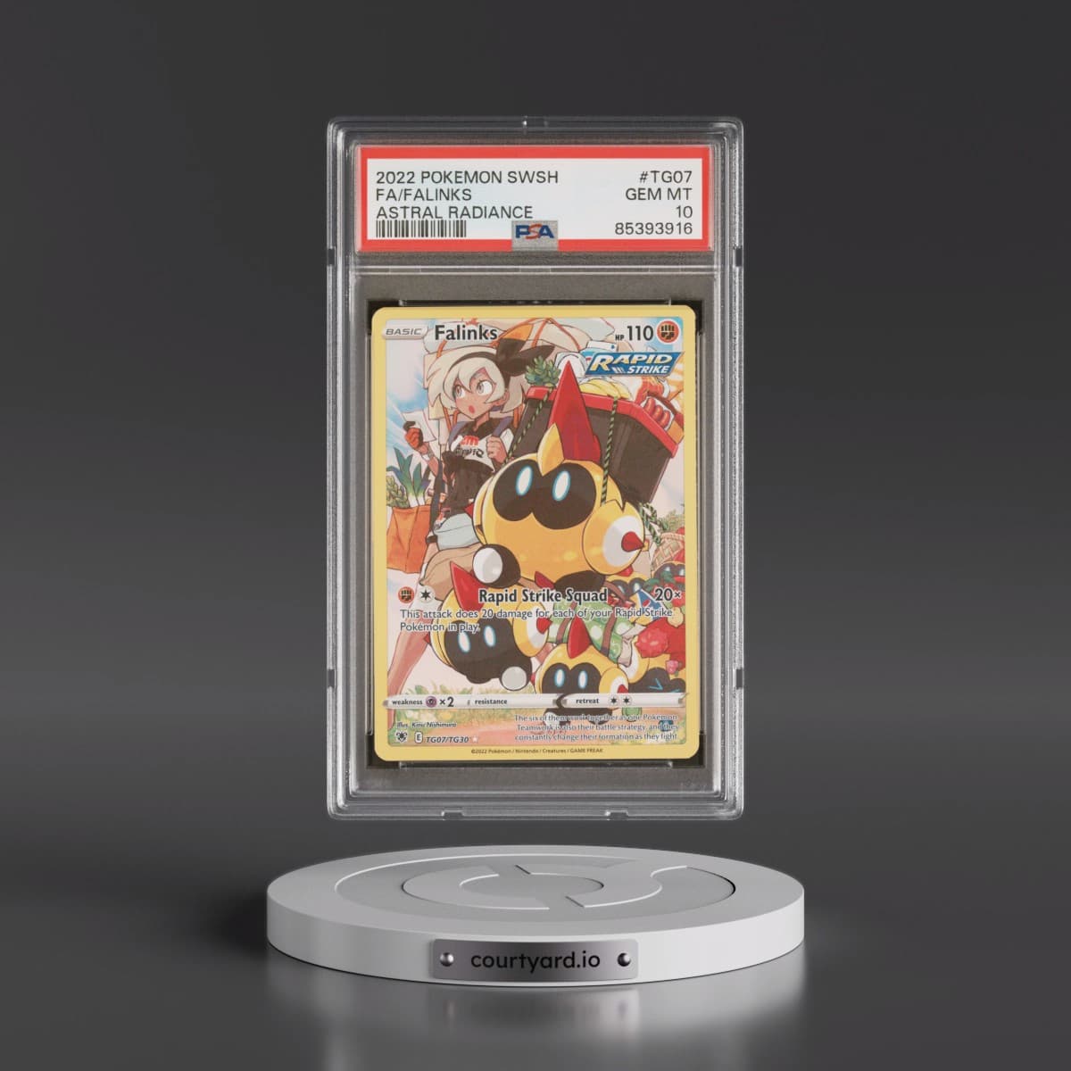 2022 Pokémon Sword & Shield Astral Radiance #TG07 Falinks - Full Art (PSA 10 GEM MINT)