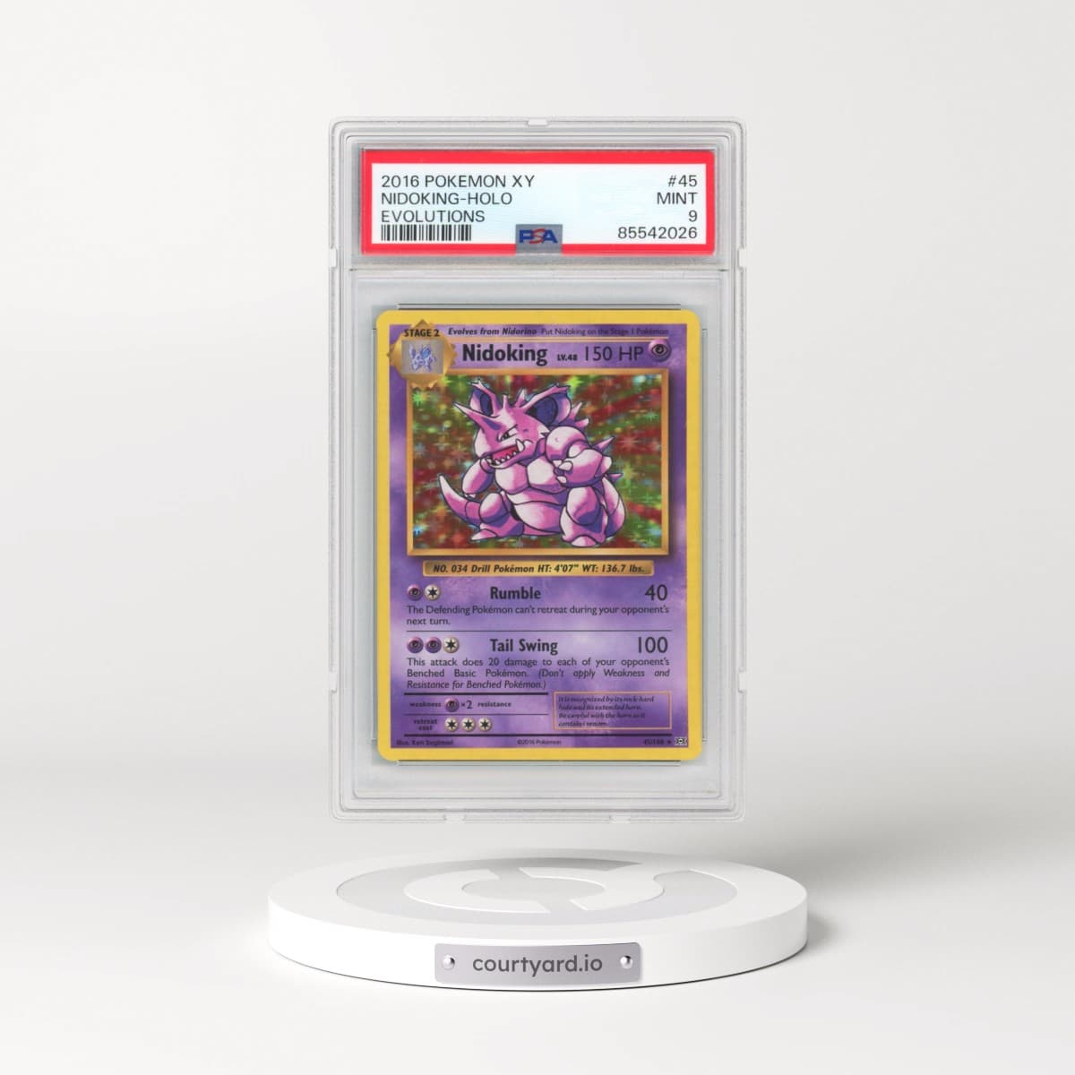 2016 Pokémon XY Evolutions #45 Nidoking - Holo (PSA 9 MINT)