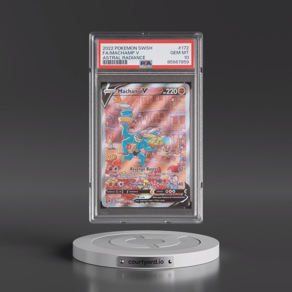 2022 Pokémon Sword & Shield Astral Radiance #172 Machamp V - Holo Full Art (PSA 10 GEM MINT)