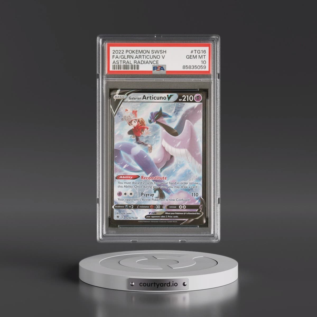 2022 Pokémon Sword & Shield Astral Radiance #TG16 Galarian Articuno V - Holo Full Art (PSA 10 GEM MINT)