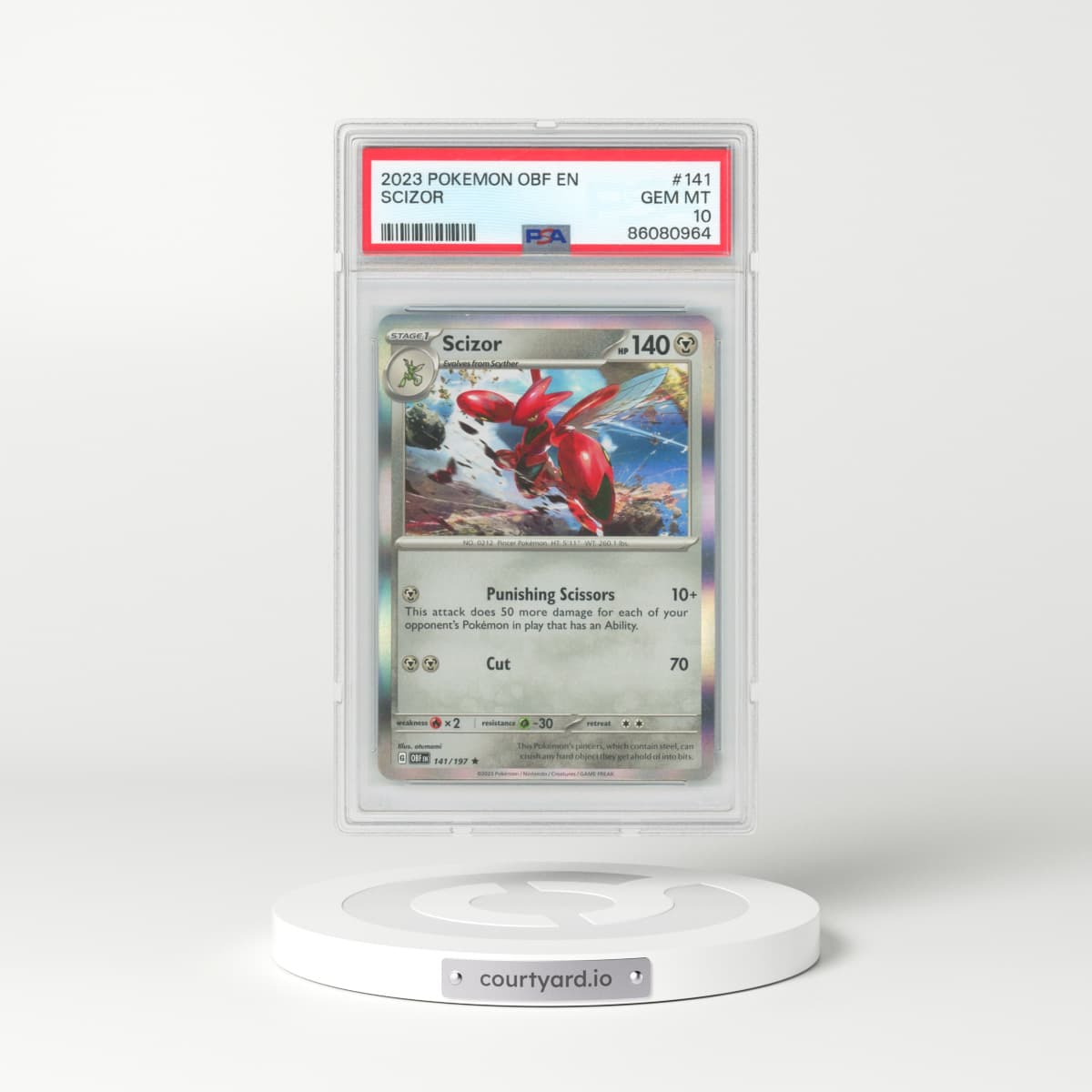 2023 Pokémon Obf EN-Obsidian Flames #141 Scizor (PSA 10 GEM MINT)