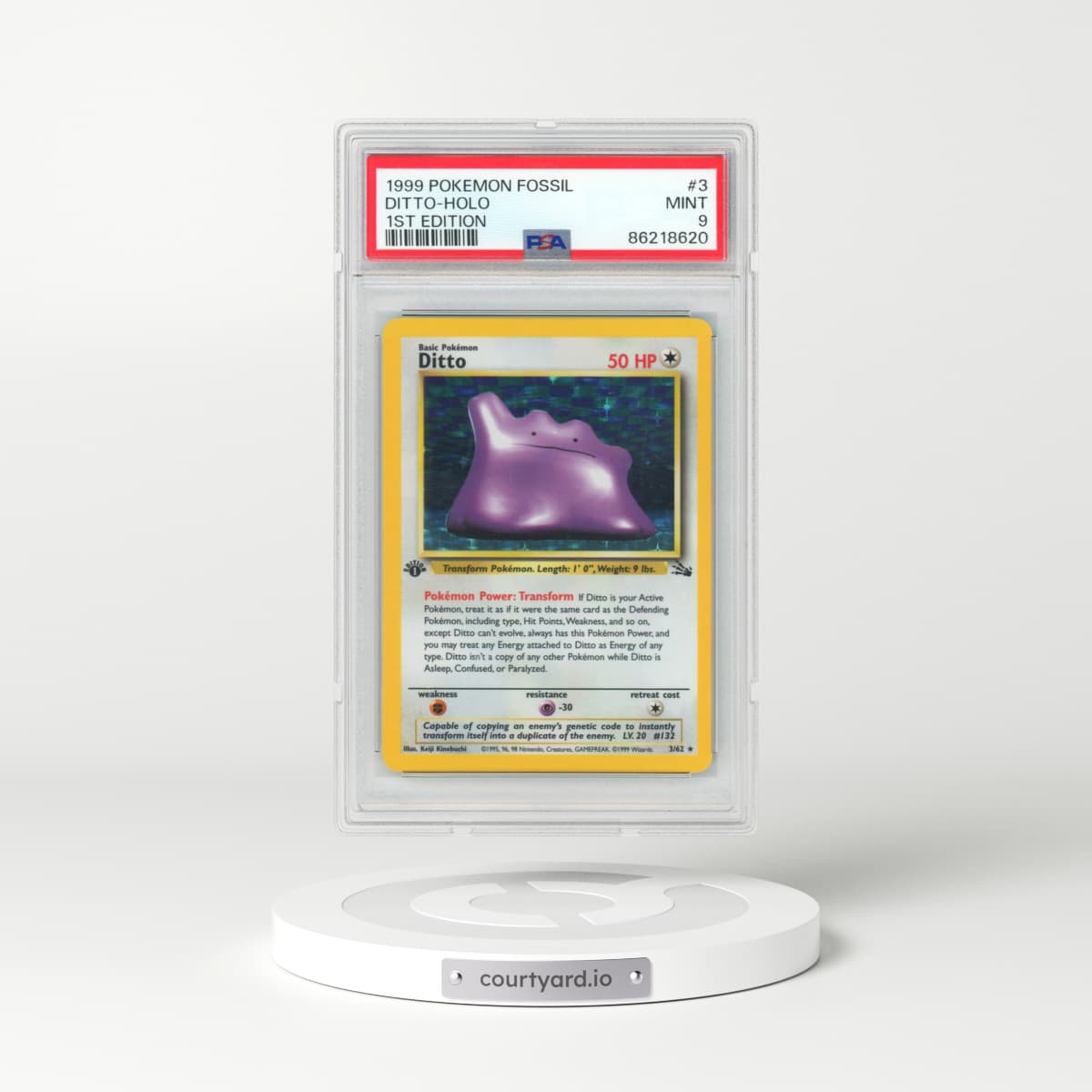 1999 Pokémon Fossil #3 Ditto - 1st Edition Holo (PSA 9 MINT)