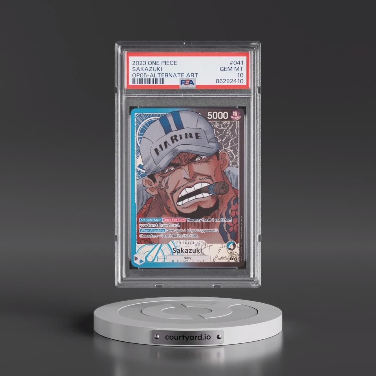 2023 One Piece OP05-Awakening of the New Era #041 Sakazuki - Alternate Art (PSA 10 GEM MINT)