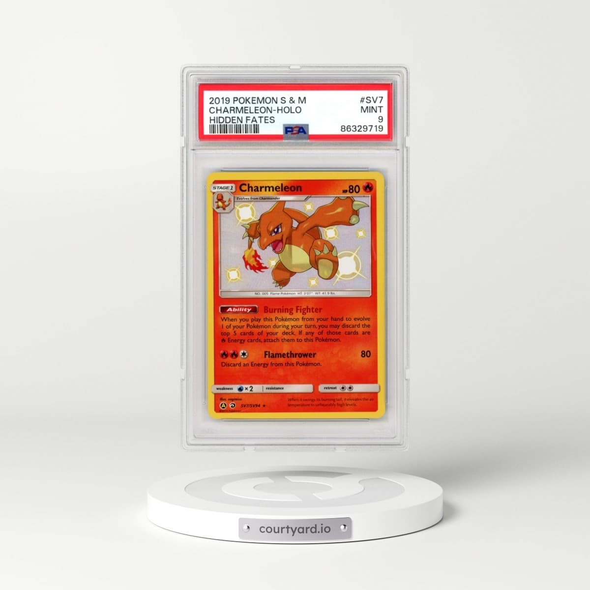 2019 Pokémon Sun & Moon Hidden Fates #SV7 Charmeleon - Holo (PSA 9 MINT)