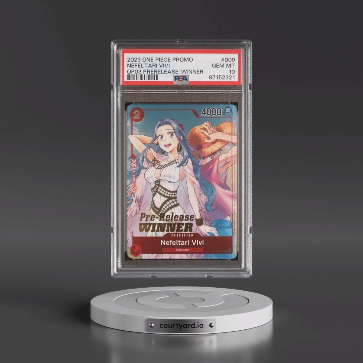 2023 One Piece Promos #009 Nefeltari Vivi - Pillars of Strength Pre-Release-Winner (PSA 10 GEM MINT)