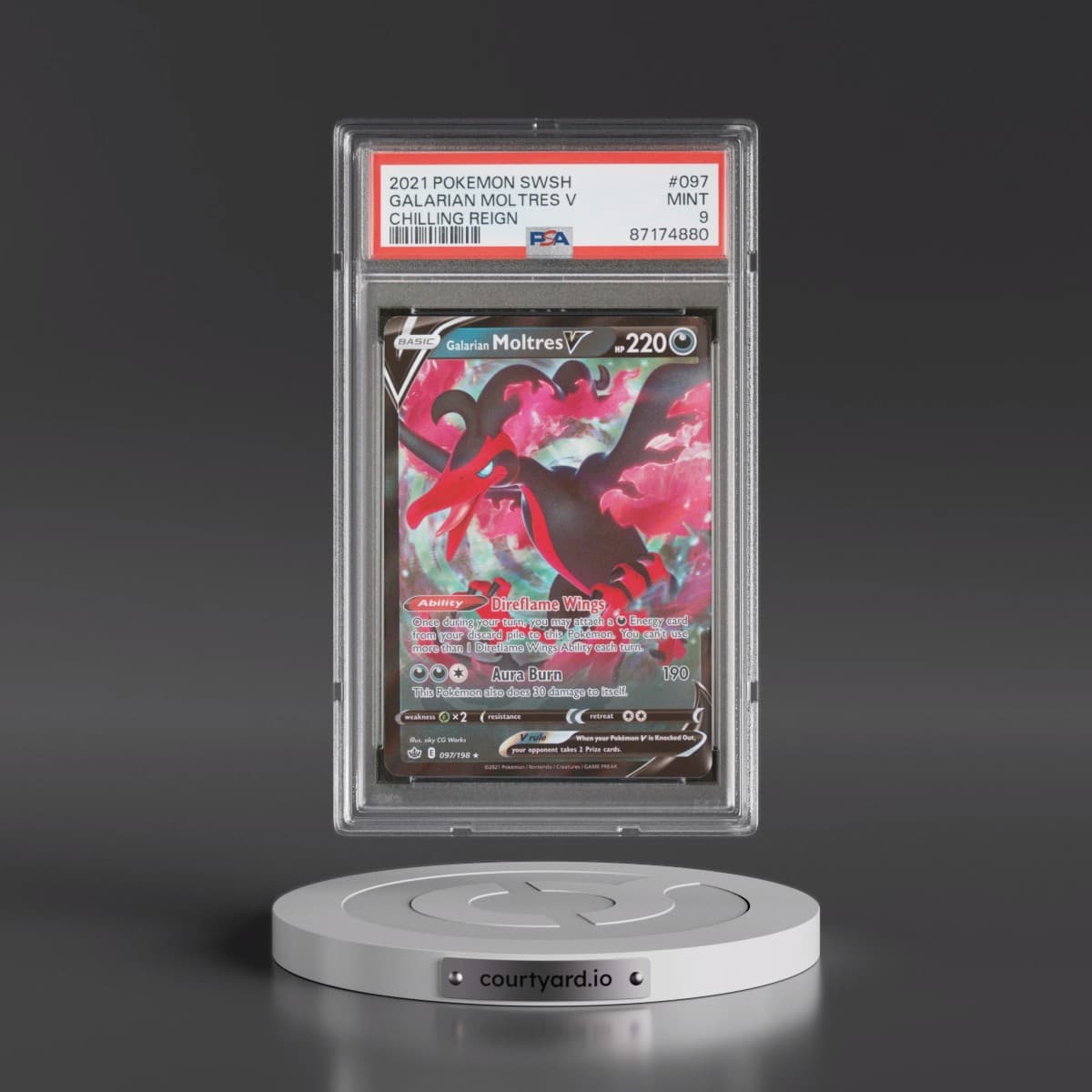 2021 Pokémon Sword & Shield Chilling Reign #097 Galarian Moltres V - Holo (PSA 9 MINT)
