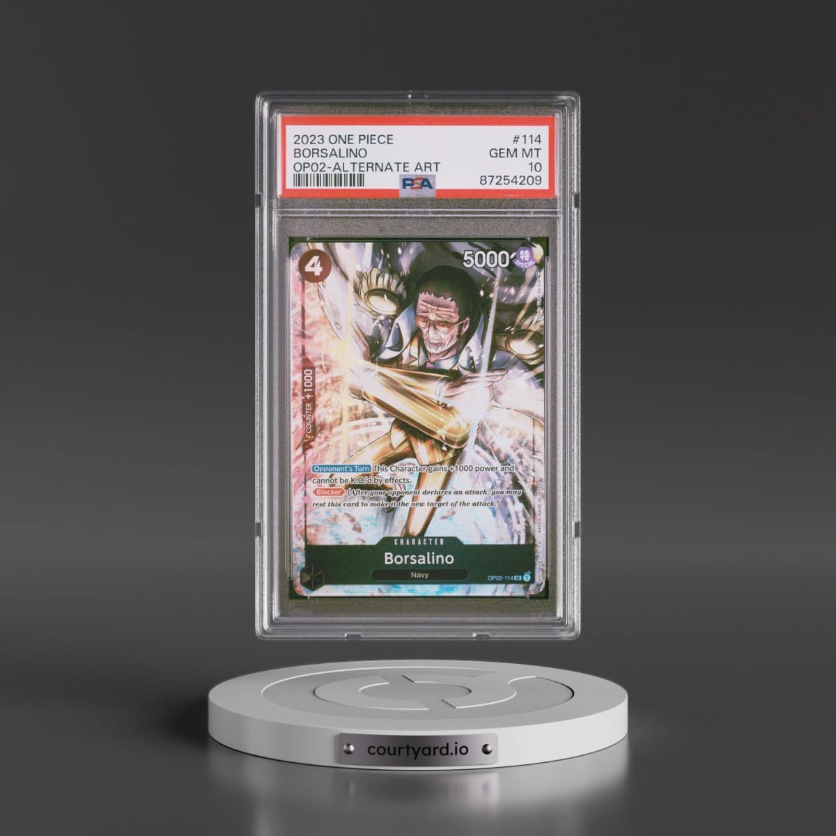 2023 One Piece OP02-Paramount War #114 Borsalino - Alternate Art (PSA 10 GEM MINT)