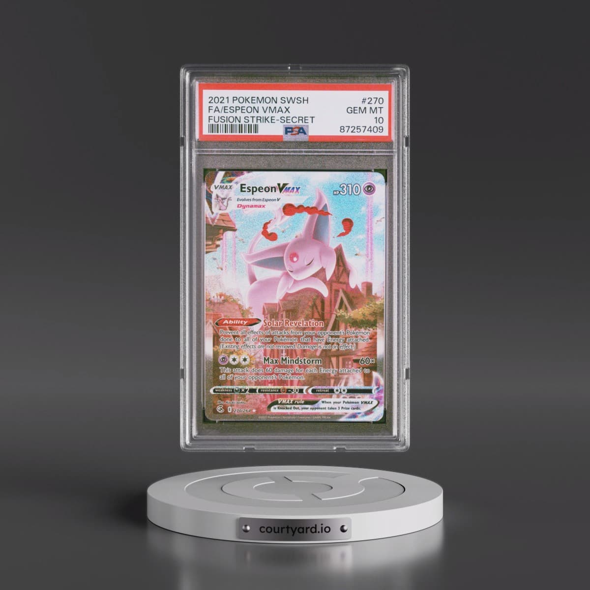 2021 Pokémon Sword & Shield Fusion Strike #270 Espeon Vmax - Full Art Secret (PSA 10 GEM MINT)
