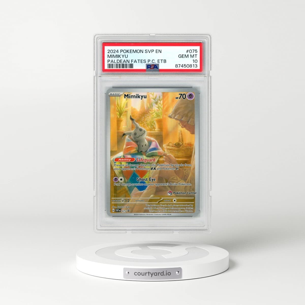 2024 Pokémon Svp EN-SV Black Star Promo #075 Mimikyu - Paldean Fates Pokemon Center Elite Trainer Box (PSA 10 GEM MINT)