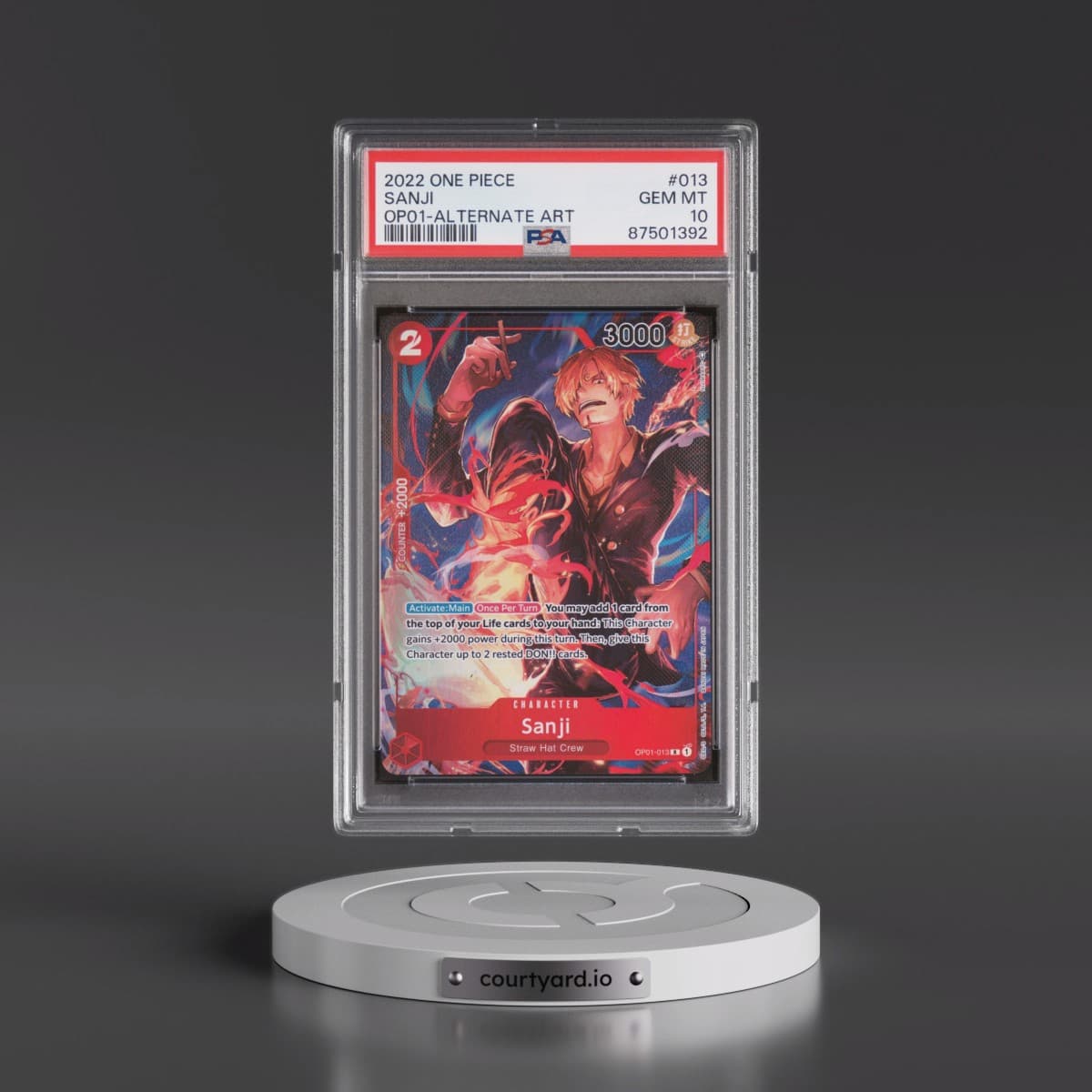 2022 One Piece OP01-Romance Dawn #013 Sanji - Alternate Art (PSA 10 GEM MINT)