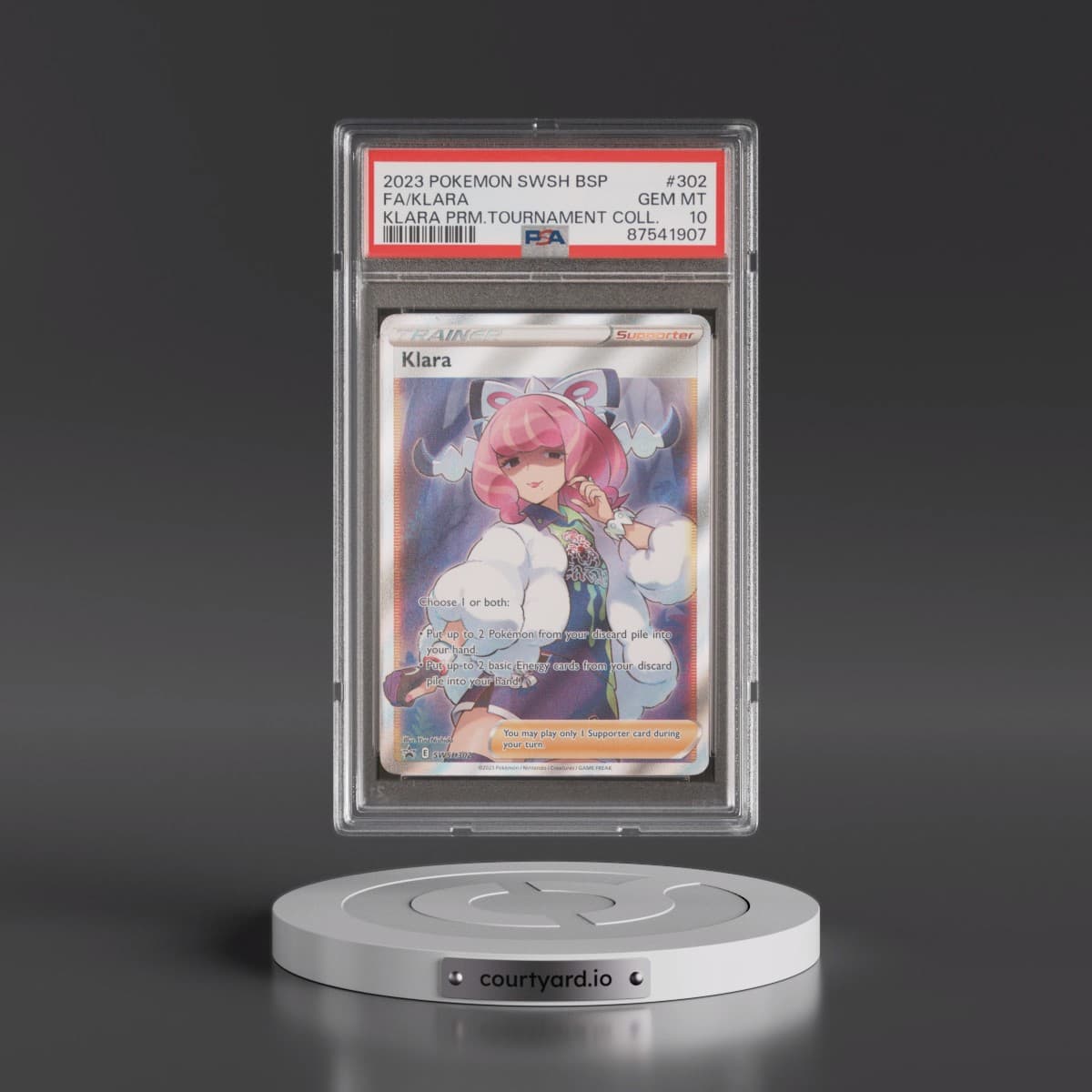 2023 Pokémon Swsh Black Star Promo #302 Klara - Full Art Klara Premium Tournament Collection (PSA 10 GEM MINT)