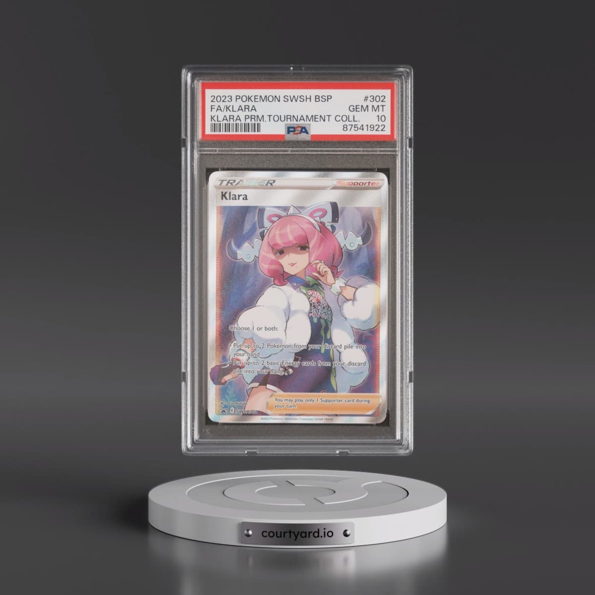 2023 Pokémon Swsh Black Star Promo #302 Klara - Full Art Klara Premium Tournament Collection (PSA 10 GEM MINT)