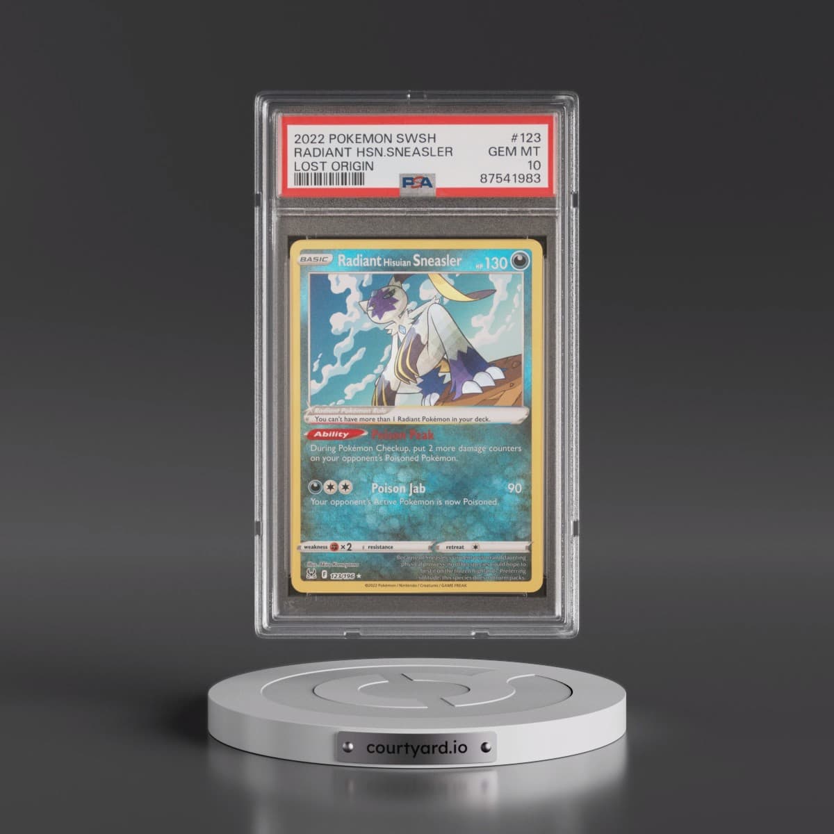 2022 Pokémon Sword & Shield Lost Origin #123 Radiant Hisuian Sneasler - Holo (PSA 10 GEM MINT)