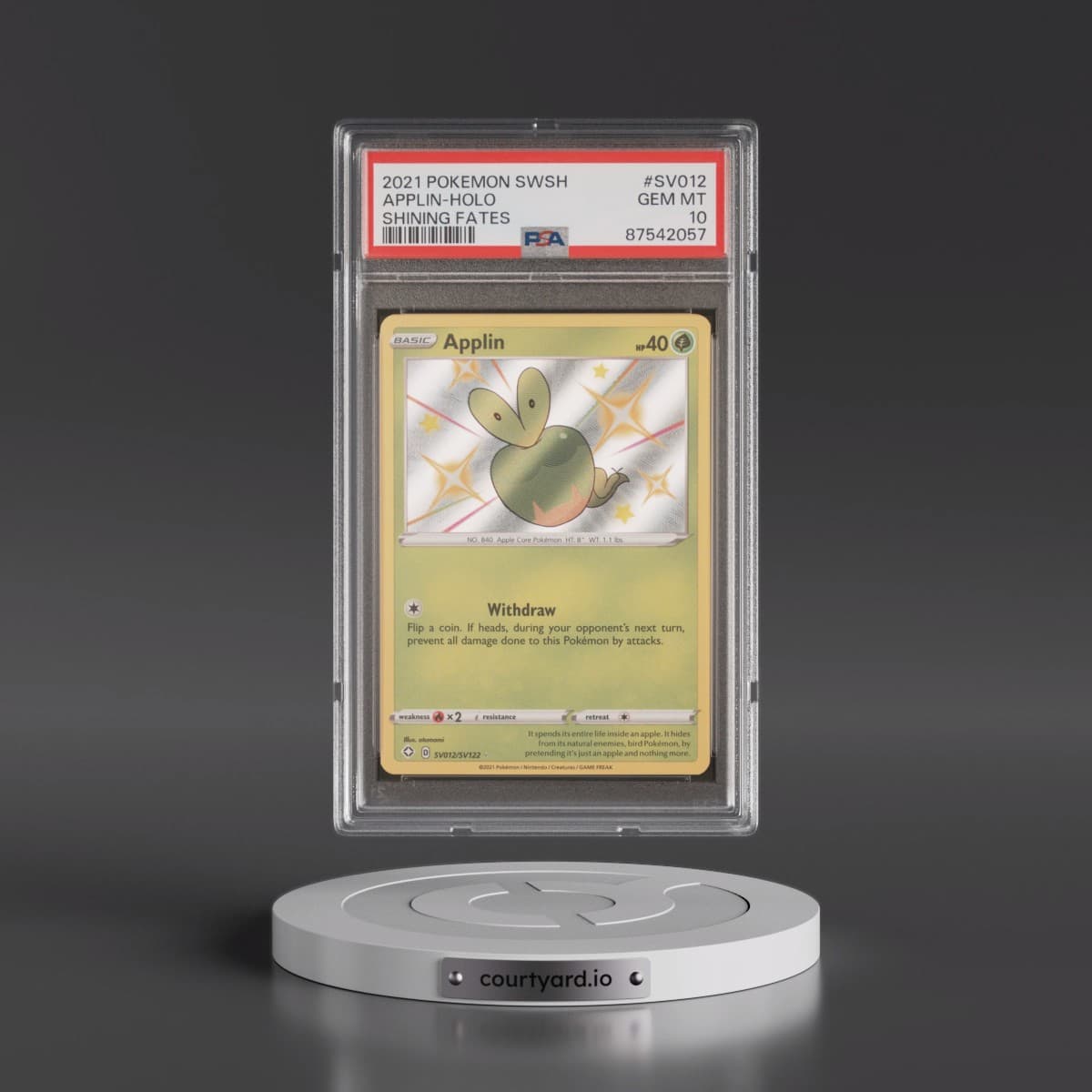 2021 Pokémon Sword & Shield Shining Fates #SV012 Applin - Holo (PSA 10 GEM MINT)