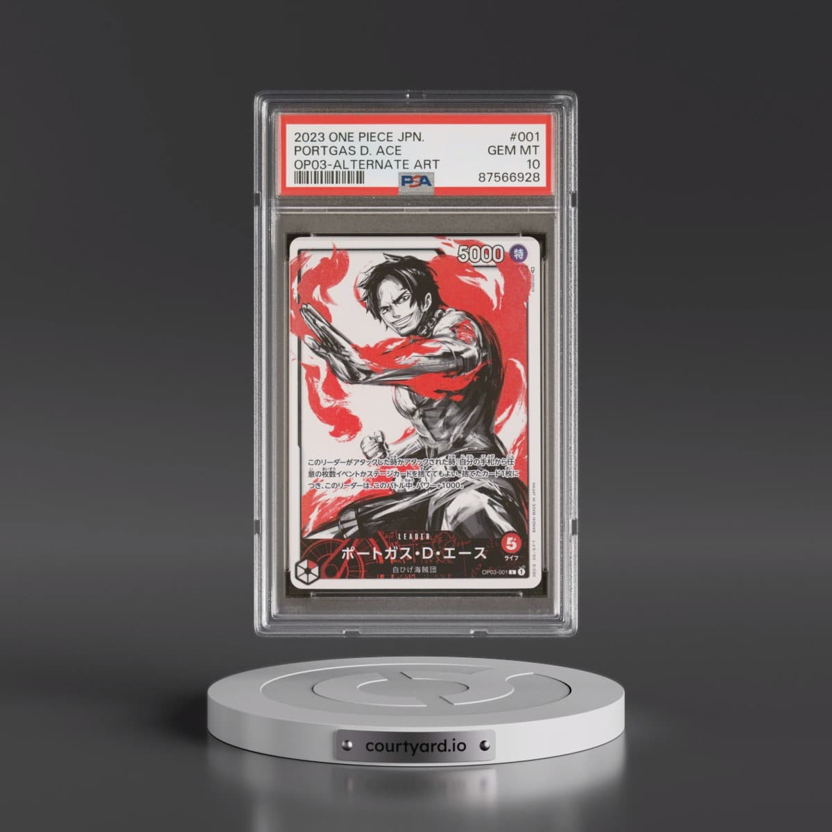 2023 One Piece Japanese OP03-Pillars of Strength #001 Portgas D. Ace - Alternate Art (PSA 10 GEM MINT)