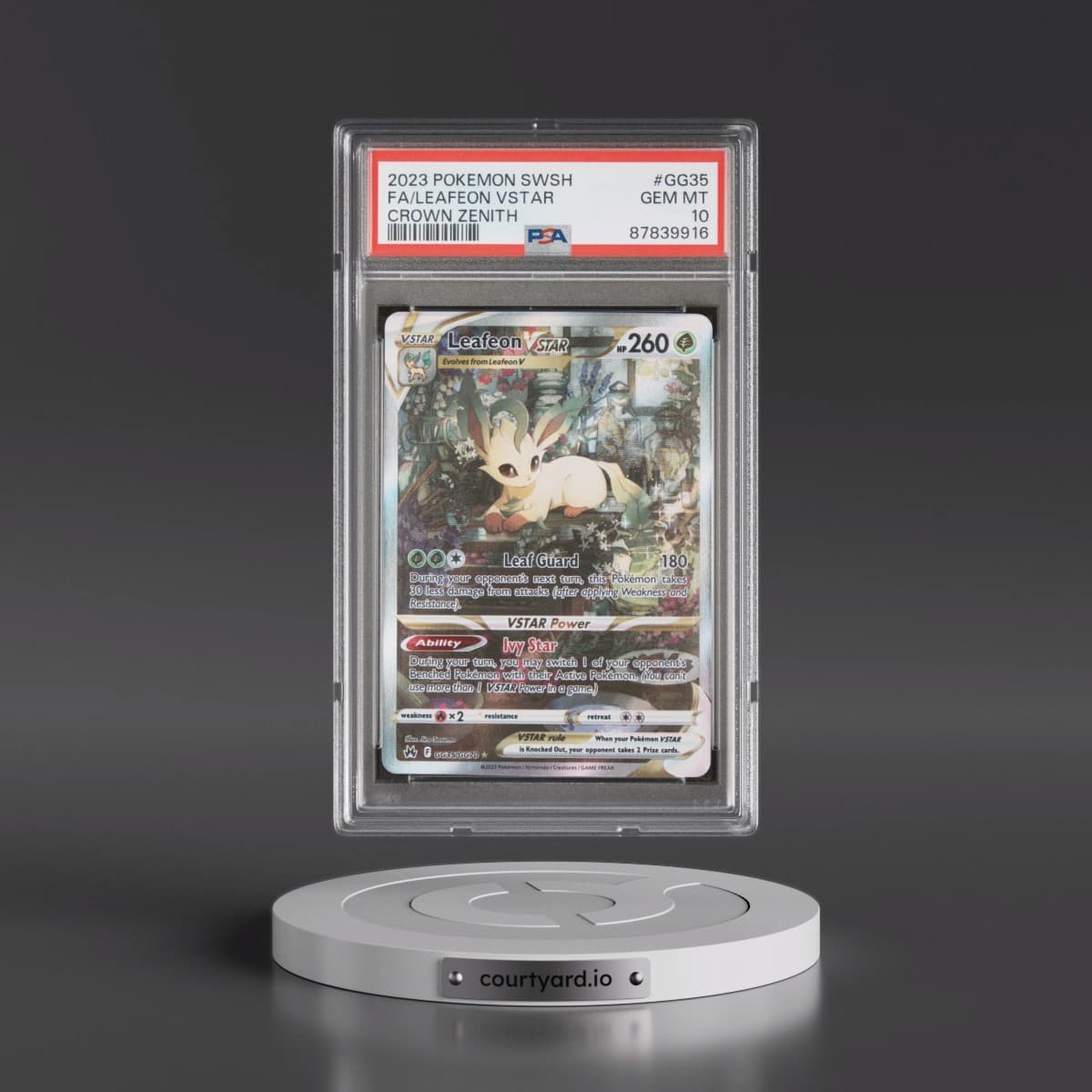 2023 Pokémon Sword and Shield Crown Zenith #GG35 Leafeon Vstar - Full Art (PSA 10 GEM MINT)