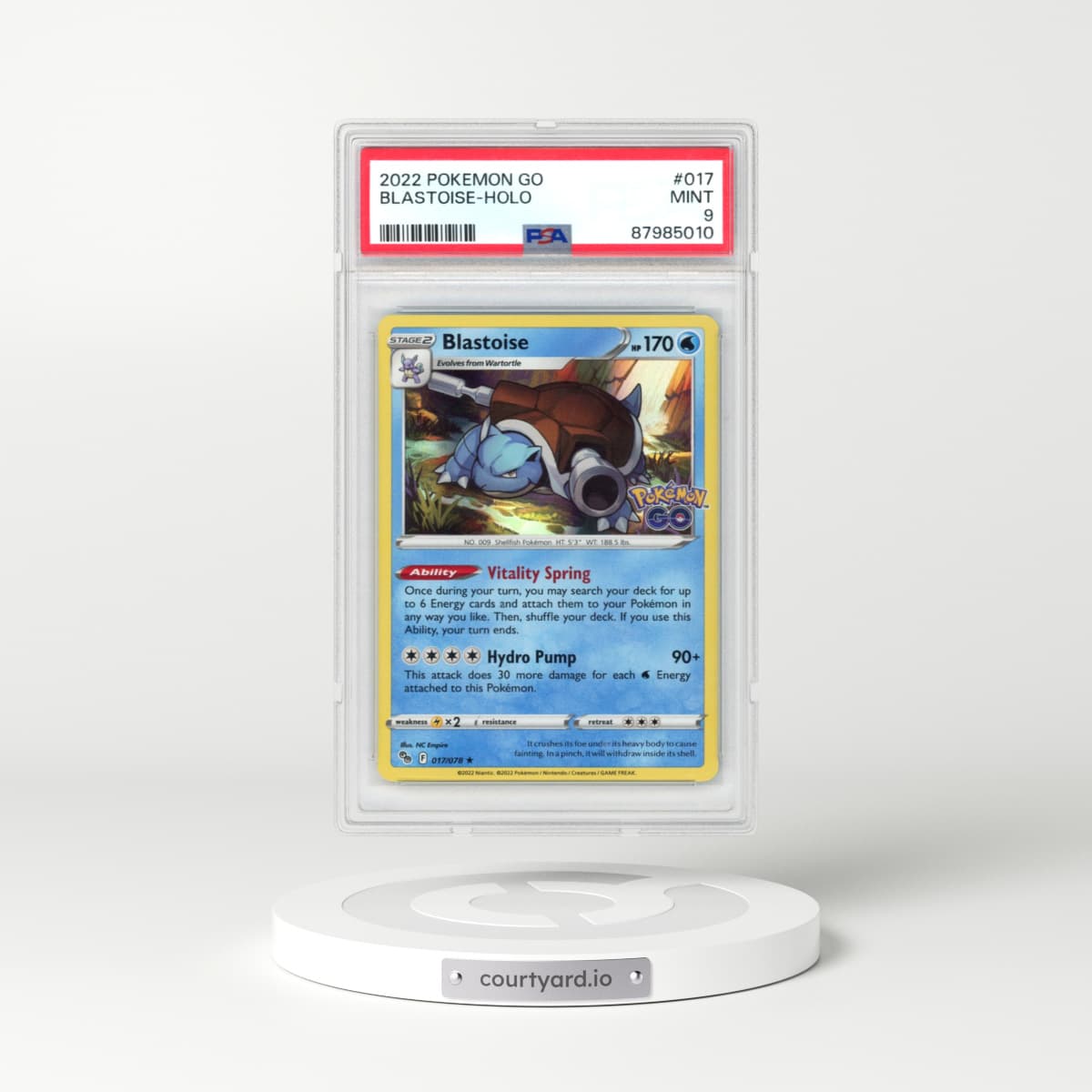 2022 Pokémon Go #017 Blastoise - Holo (PSA 9 MINT)