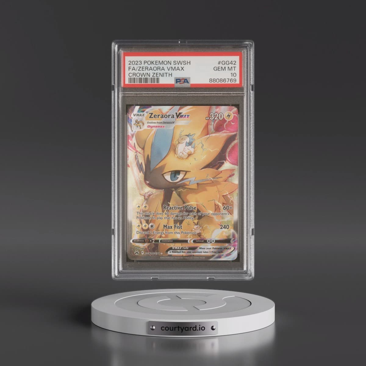 2023 Pokémon Sword and Shield Crown Zenith #GG42 Zeraora Vmax - Full Art (PSA 10 GEM MINT)